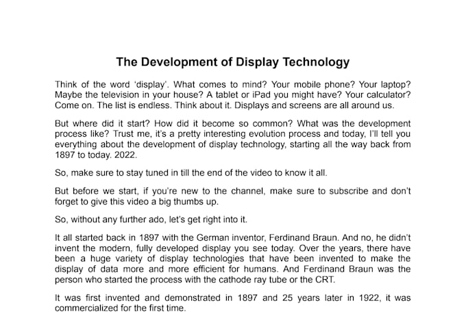 write highly researched ai and technology youtube scripts